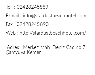 Stardust Beach Hotel iletiim bilgileri